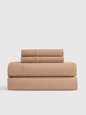 NWOT European Latte Linen Queen Sheet Set - Retail 184
